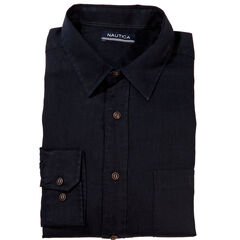  Slim Fit Linen Shirt 	,Navy,large