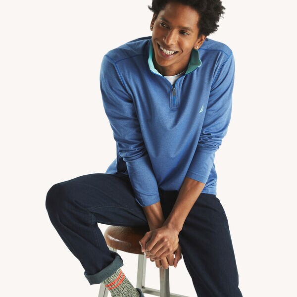 Textured Interlock Quarter-Zip Sweatshirt