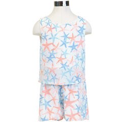 Girls' Starfish Motif Romper (8-16),Sail White,large