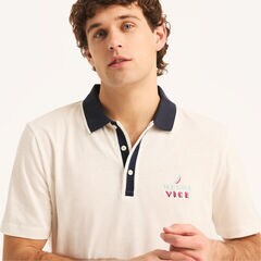 Miami Vice x Nautica Classic Fit Linen Polo,Sail White,large