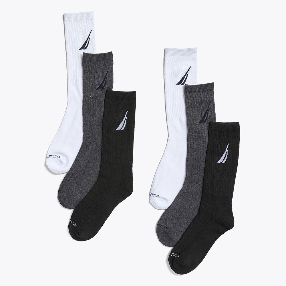 ATHLETIC CREW SOCKS, 5-PACK,Charcoal,large