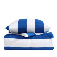 Huck Blue Stripe Twin Comforter & Sham Bonus Set,Classic Blue,large