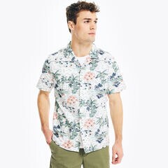PRINTED SHORT-SLEEVE CAMP SHIRT,Sail White,large