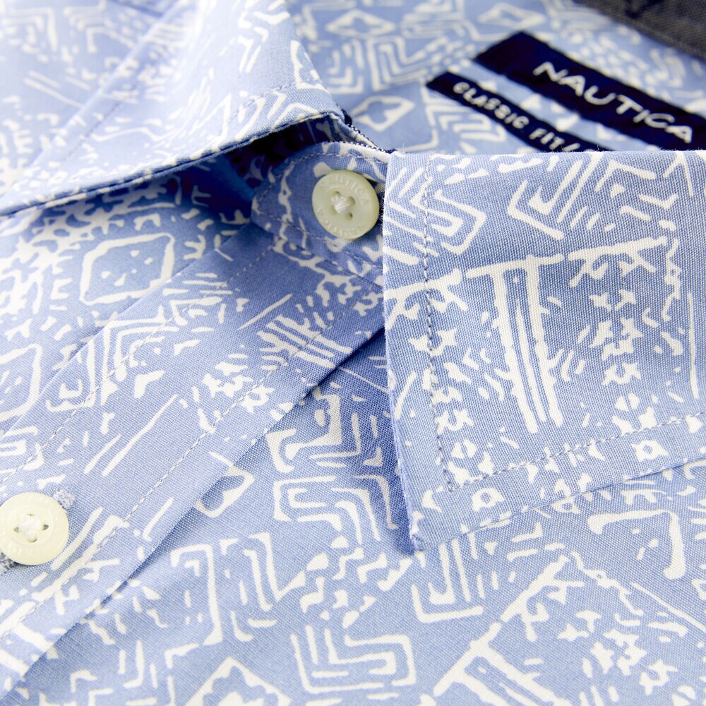 PRINTED POPLIN SHORT-SLEEVE SHIRT,Noon Blue,large