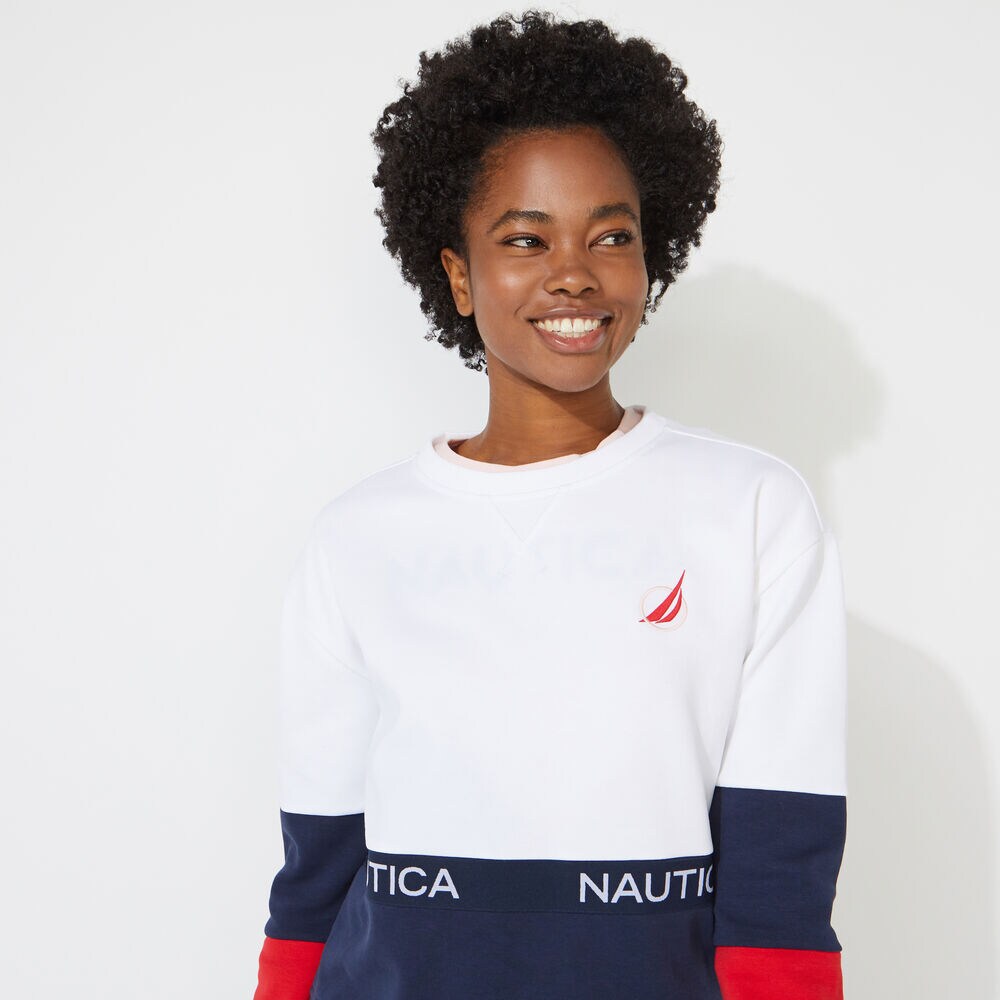 COLORBLOCK LOGO SWEATSHIRT,Bright White,large