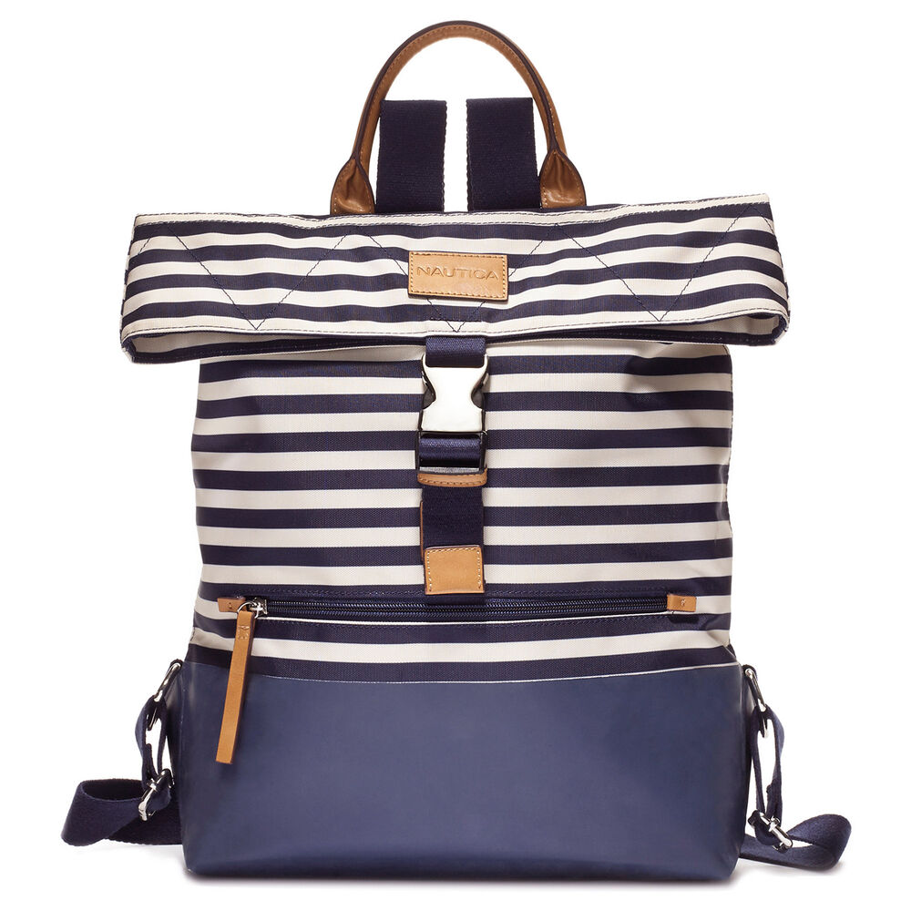 Modern Trail Backpack - Navy & Natural Stripe,Peacoat,large