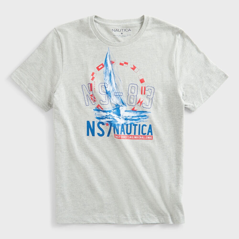 SAILBOAT NS-83 LOGO GRAPHIC T-SHIRT,Grey Heather,large