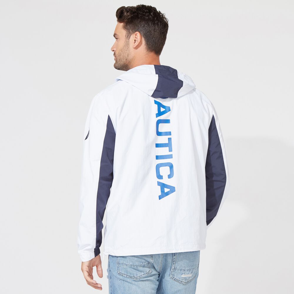 LIGHTWEIGHT COLORBLOCK GRAPHIC PULLOVER JACKET,Bright White,large