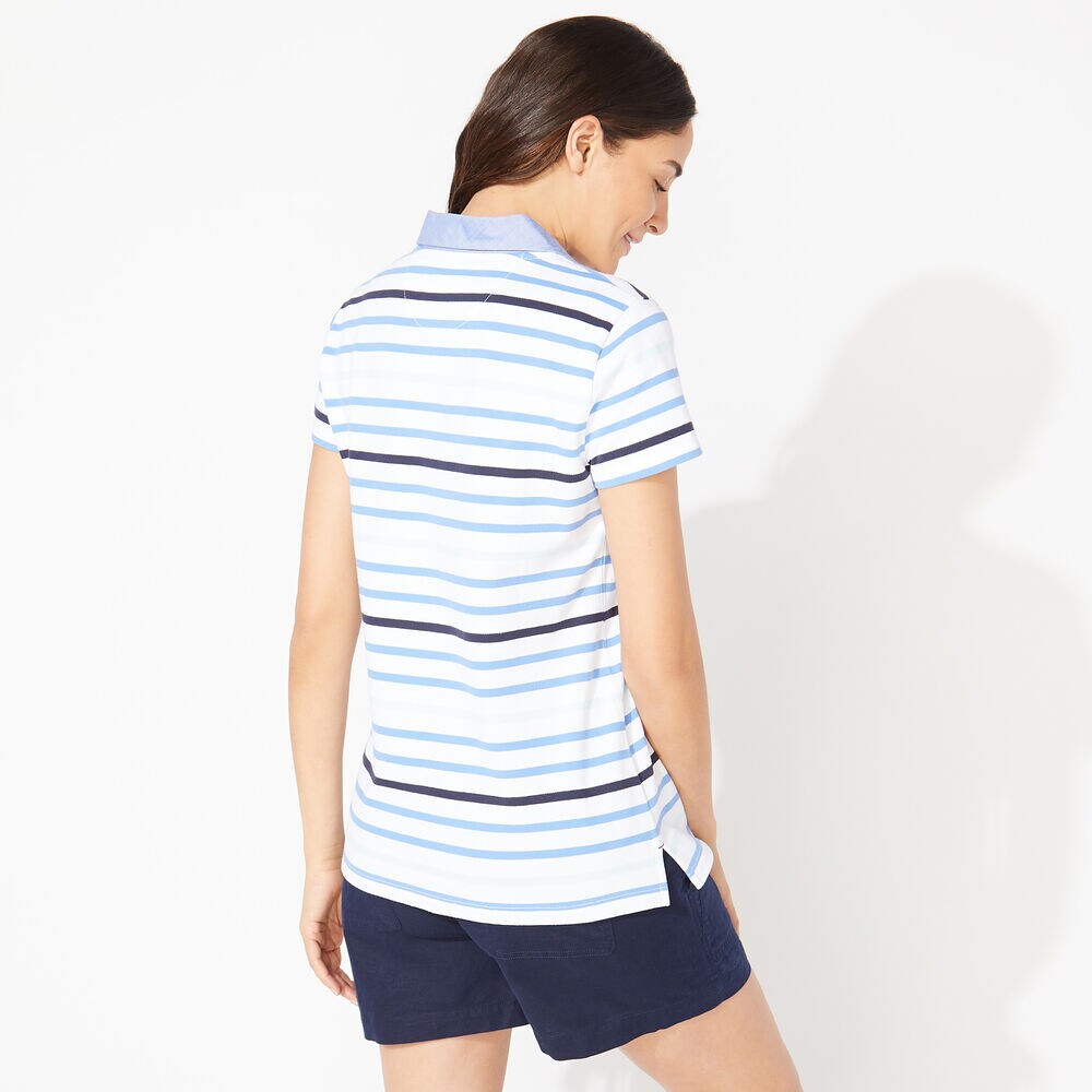 STRIPED PIQUÉ POLO,Bright White,large