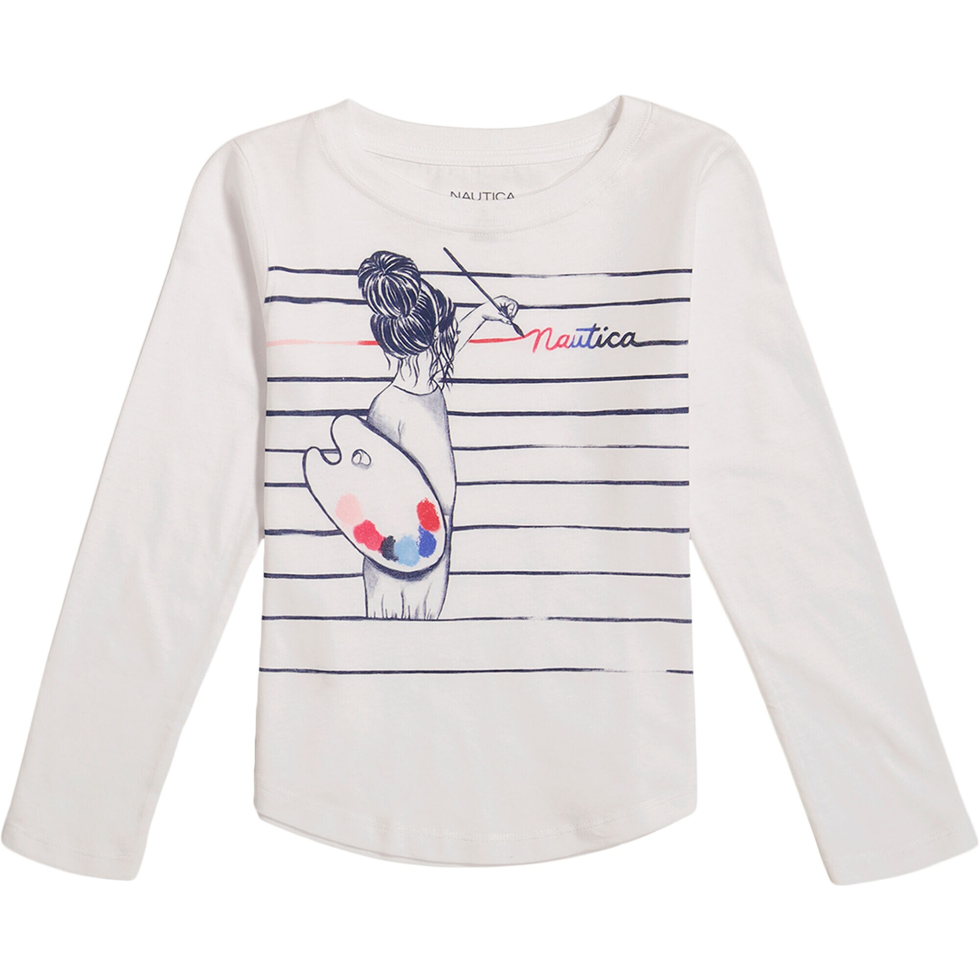 GIRLS' PAINT THE DAY LONG-SLEEVE T-SHIRT (8-16),Antique White Wash,large