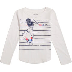 GIRLS' PAINT THE DAY LONG-SLEEVE T-SHIRT (8-16),Antique White Wash,large
