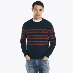 TEXTURED-STRIPE SWEATER,Navy,large