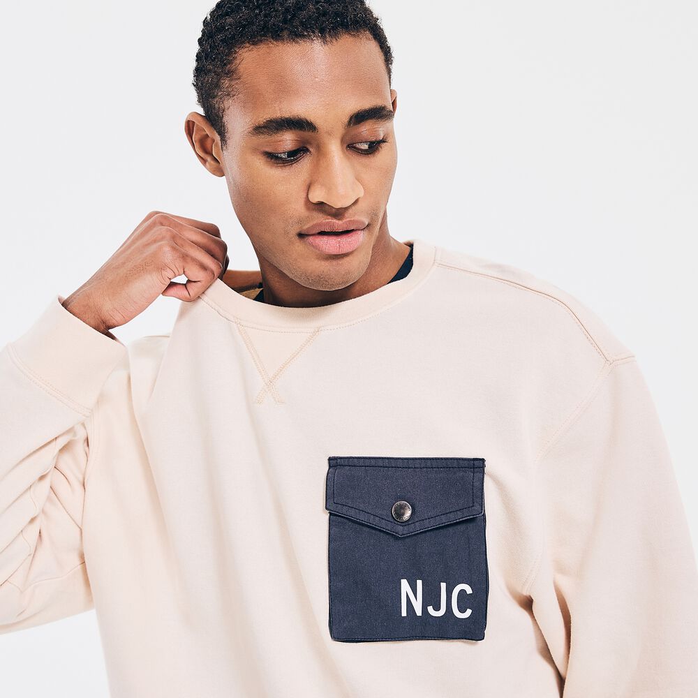 NAUTICA JEANS CO. POCKET SWEATSHIRT,Wheat Flax,large