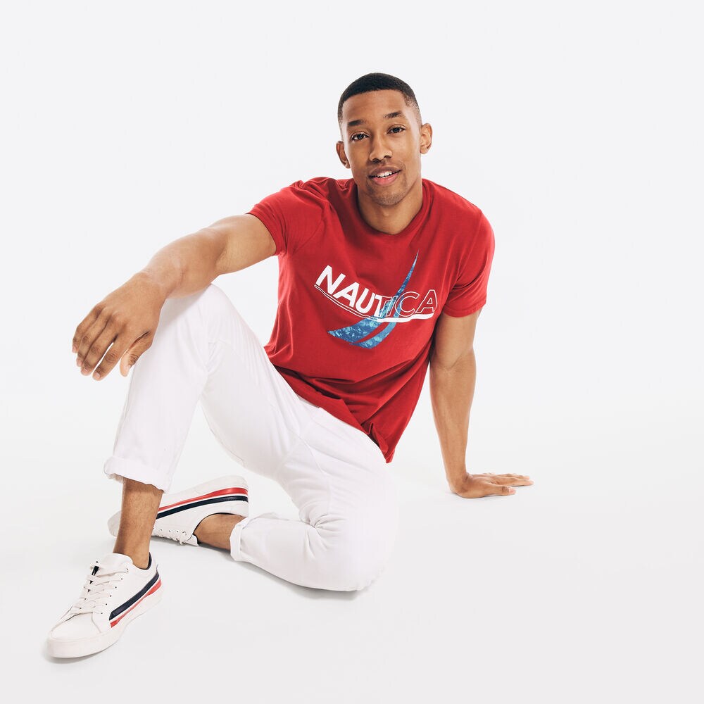 LOGO BRAND ICON GRAPHIC T-SHIRT,Nautica Red,large
