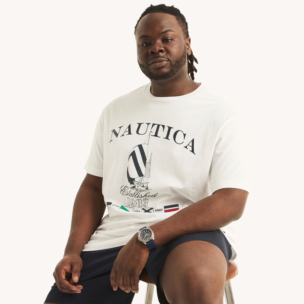 Big & Tall Sustainably Crafted Nautica Heritage Graphic T-Shirt,Bright White,large