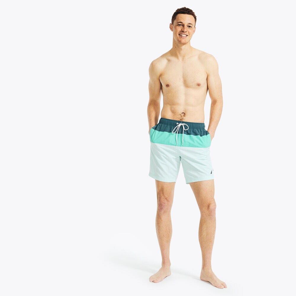 8" TRI-BLOCK QUICK-DRY SWIM,South Beach Aqua,large