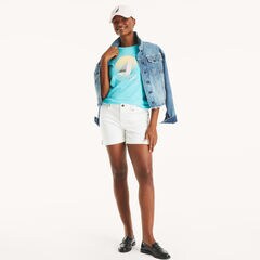 Sunset Sailing Foil Graphic T-Shirt,Varsity Blue Wash,large