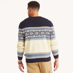 Big & Tall Fair Isle Crewneck Sweater,Navy,large