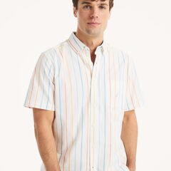 Striped Short-Sleeve Shirt,Sail White,large