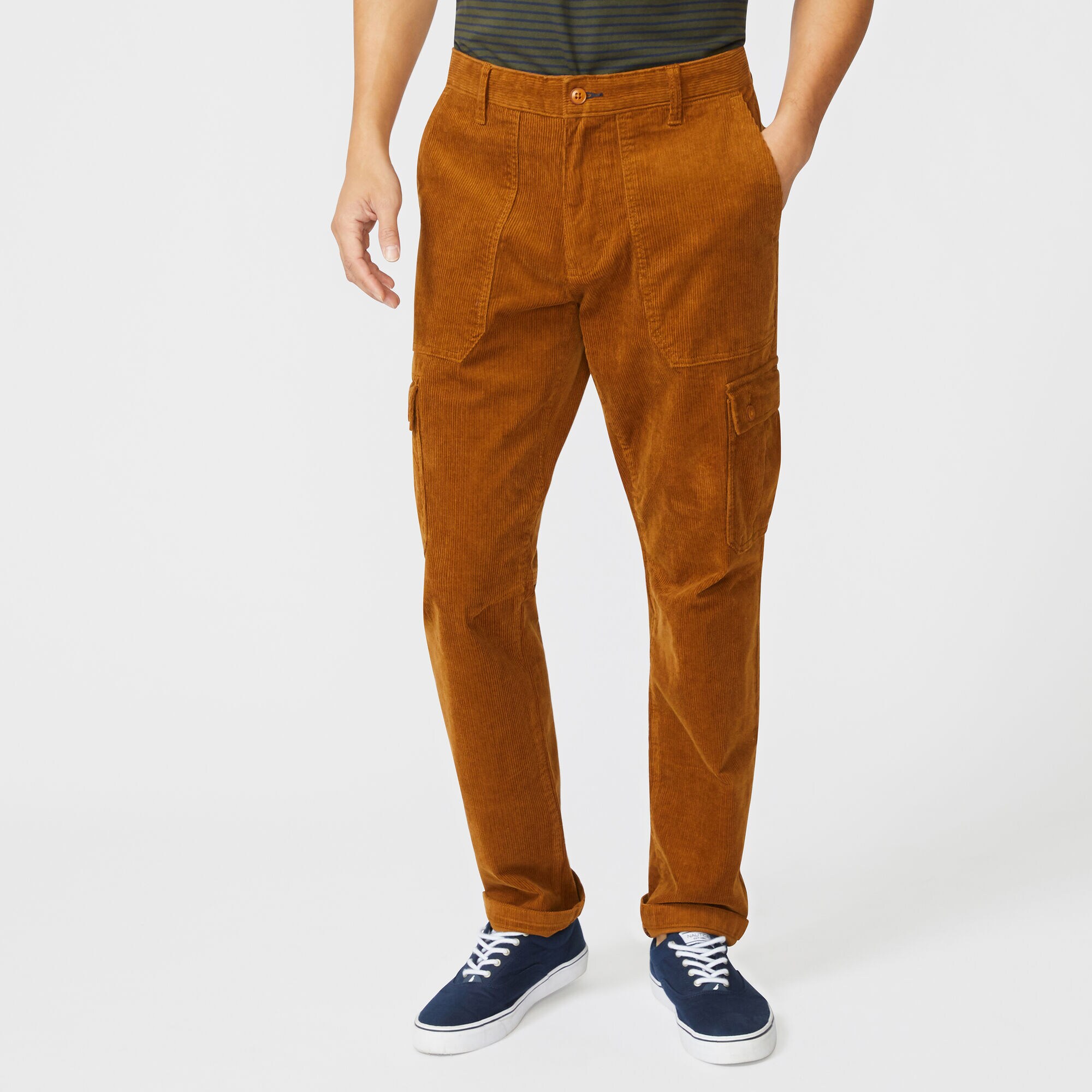 CLASSIC FIT CORDUROY CARGO PANT,Camel Heather,large