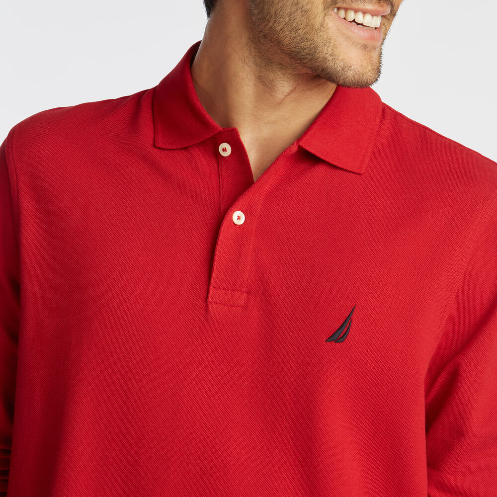 CLASSIC FIT LONG SLEEVE POLO,Nautica Red,large