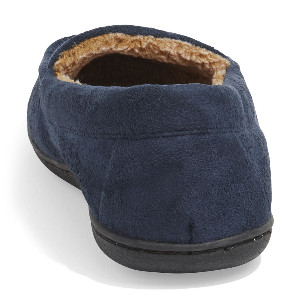 MICROSUEDE FLEECE LINED SLIPPERS,Navy,large