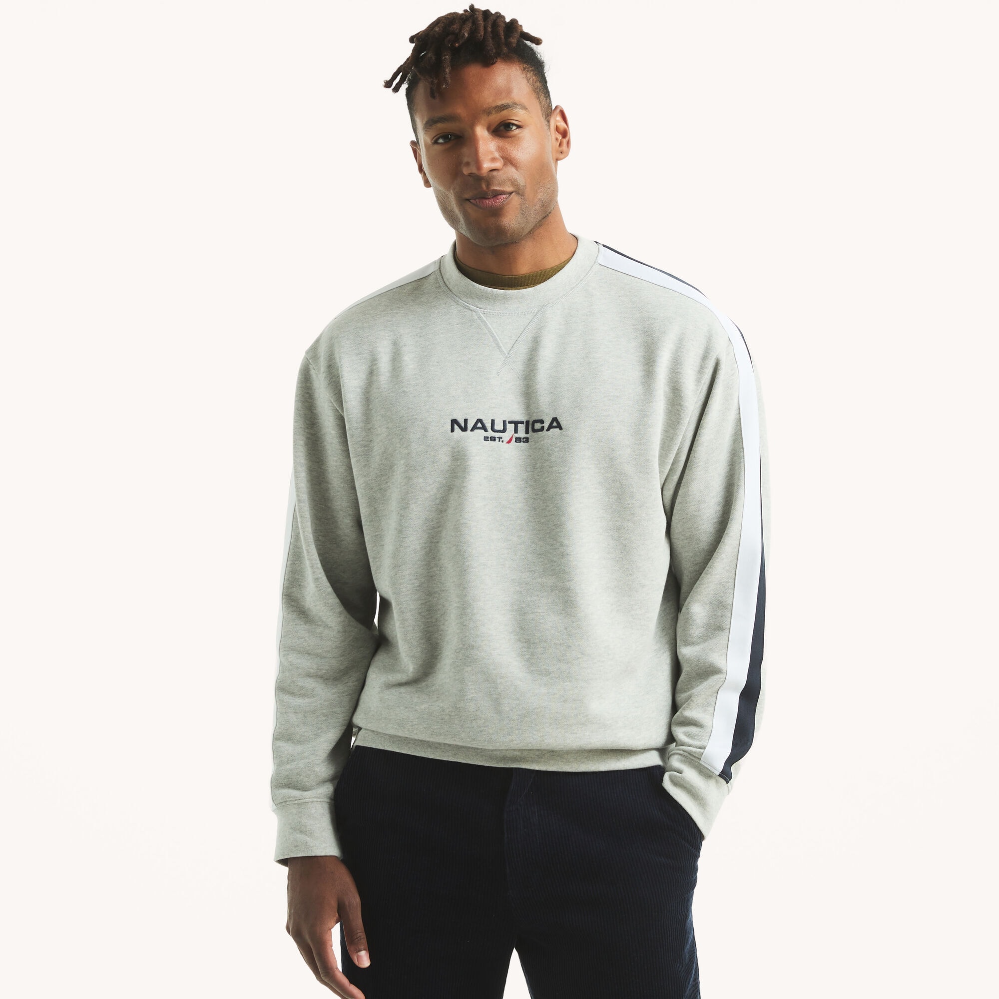 Fleece Crewneck Sweatshirt,Grey Heather,large