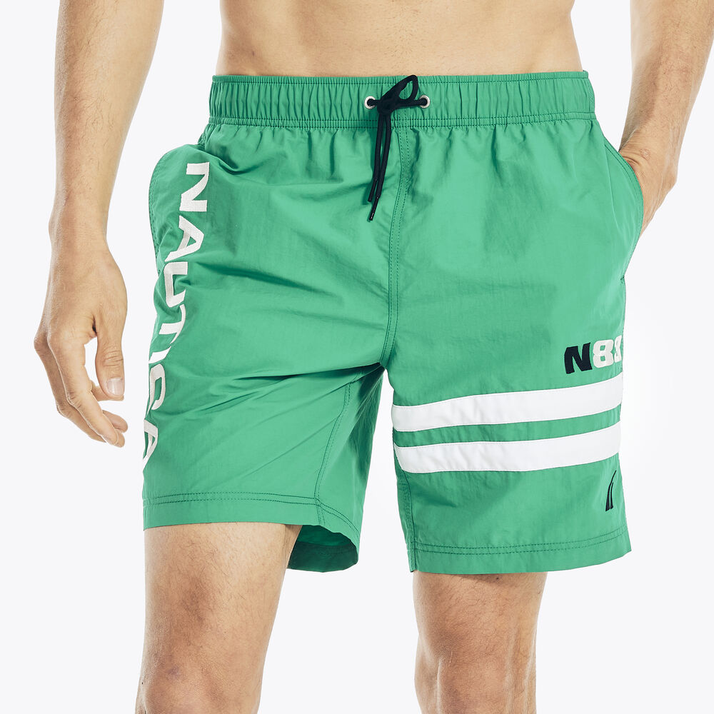 8" LOGO STRIPE QUICK-DRY SWIM,Dark Dill,large