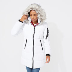 WOMEN'S QUILTED PUFFER COAT ,Bright White,large