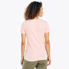 STRIPED V-NECK T-SHIRT,Fancytail Fuschia,large