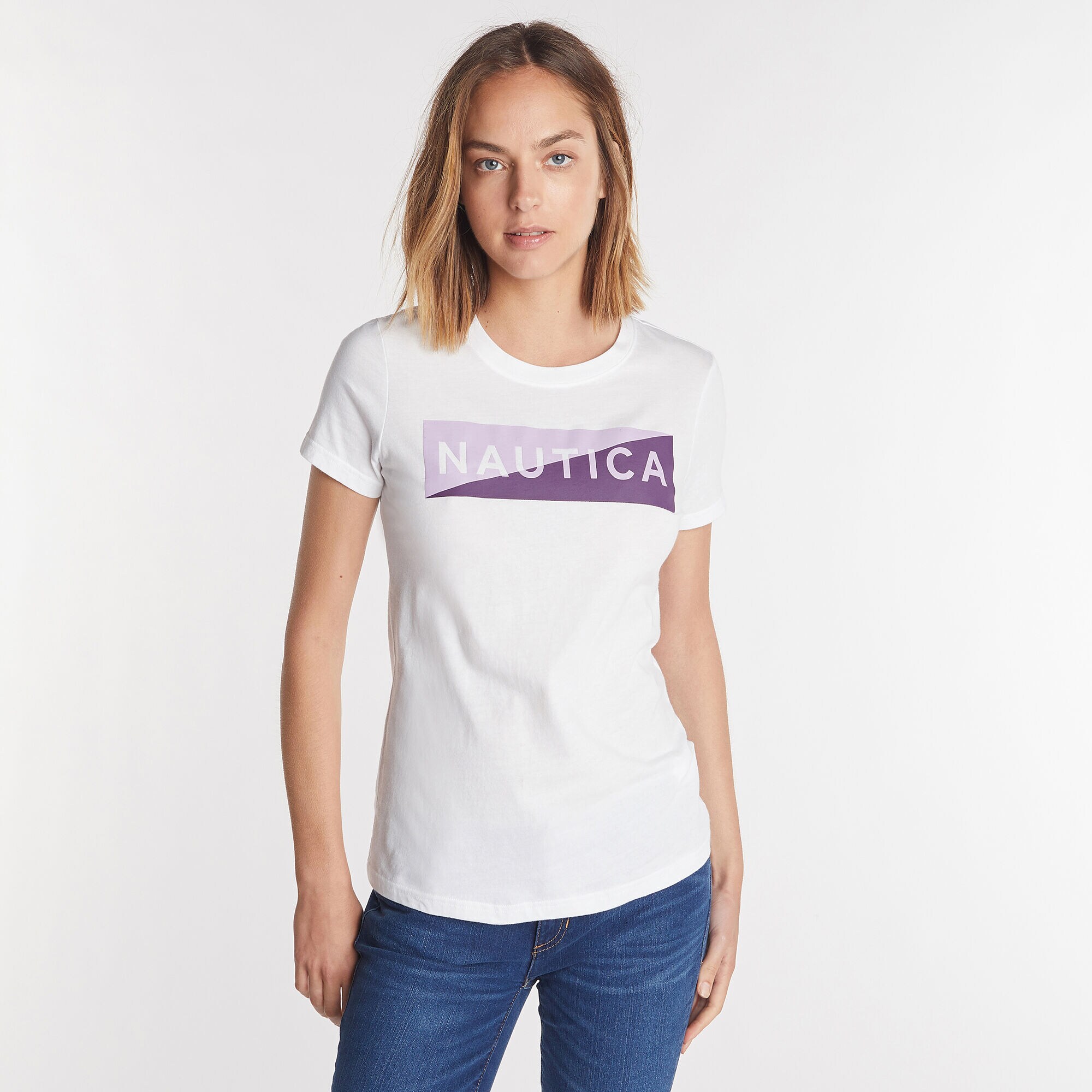 DIAGONAL COLORBLOCK LOGO TEE,Bright White,large