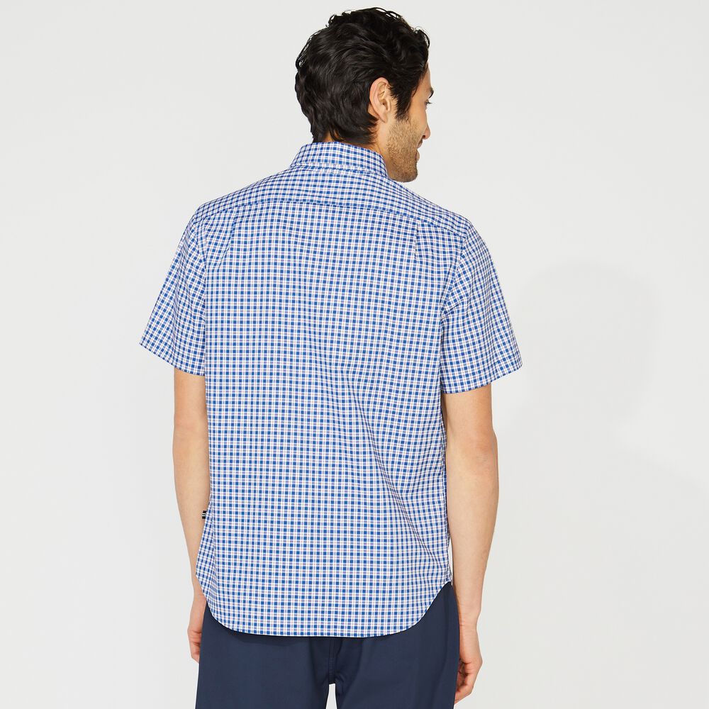 BIG & TALL CLASSIC FIT WRINKLE RESISTANT PLAID SHIRT,Windsurf Blue,large