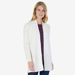 Long Ribbed Cardigan,Chalk,large
