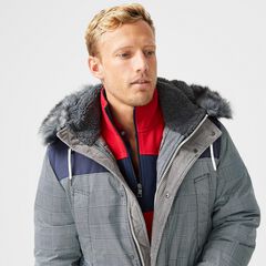TEMPASPHERE FAUX-FUR-TRIMMED PARKA,Navy,large