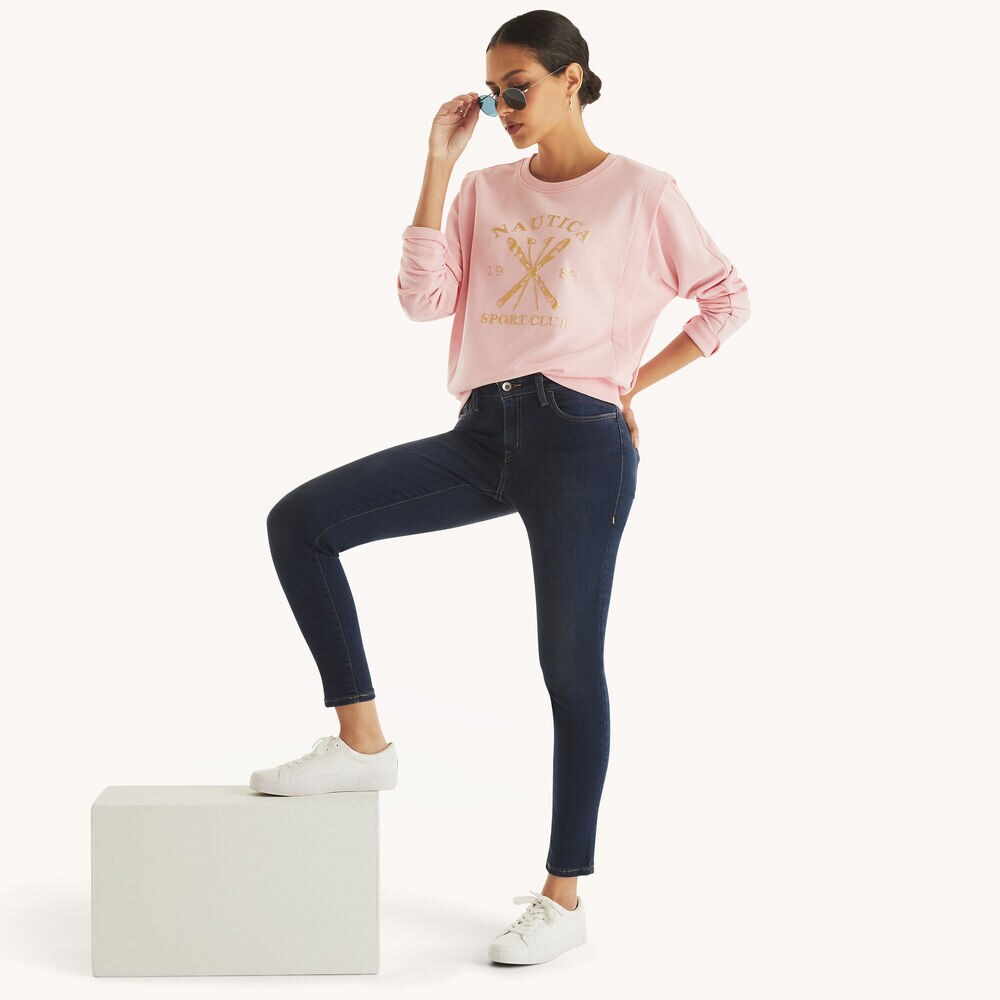 Graphic Crewneck Sweatshirt,Oxford Pink,large