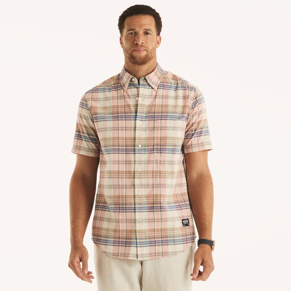 Big & Tall Nautica Jeans Co. Madras Plaid Short-Sleeve Shirt,Pink Clay,large