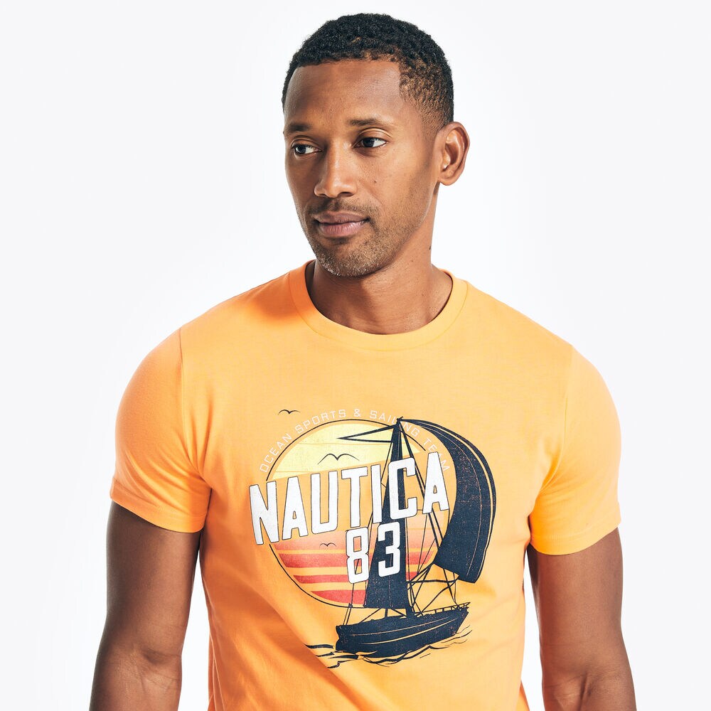 SUSTAINABLY CRAFTED N83 GRAPHIC T-SHIRT,Orange,large