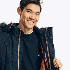 FAUX-FUR TRIMMED PARKA,Navy,large