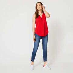 BUTTON-FRONT SLEEVELESS KNIT TOP,Tomales Red,large