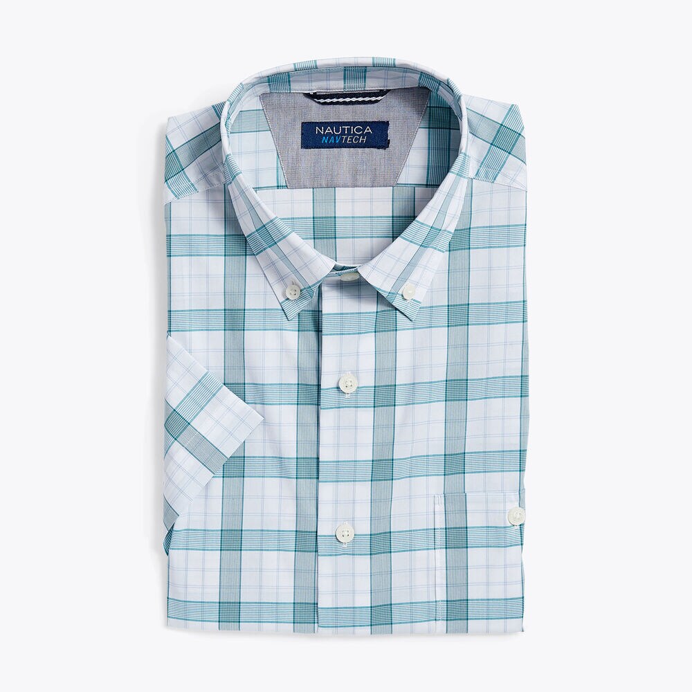 NAVTECH PLAID SHORT-SLEEVE SHIRT,Shaded Spruce,large
