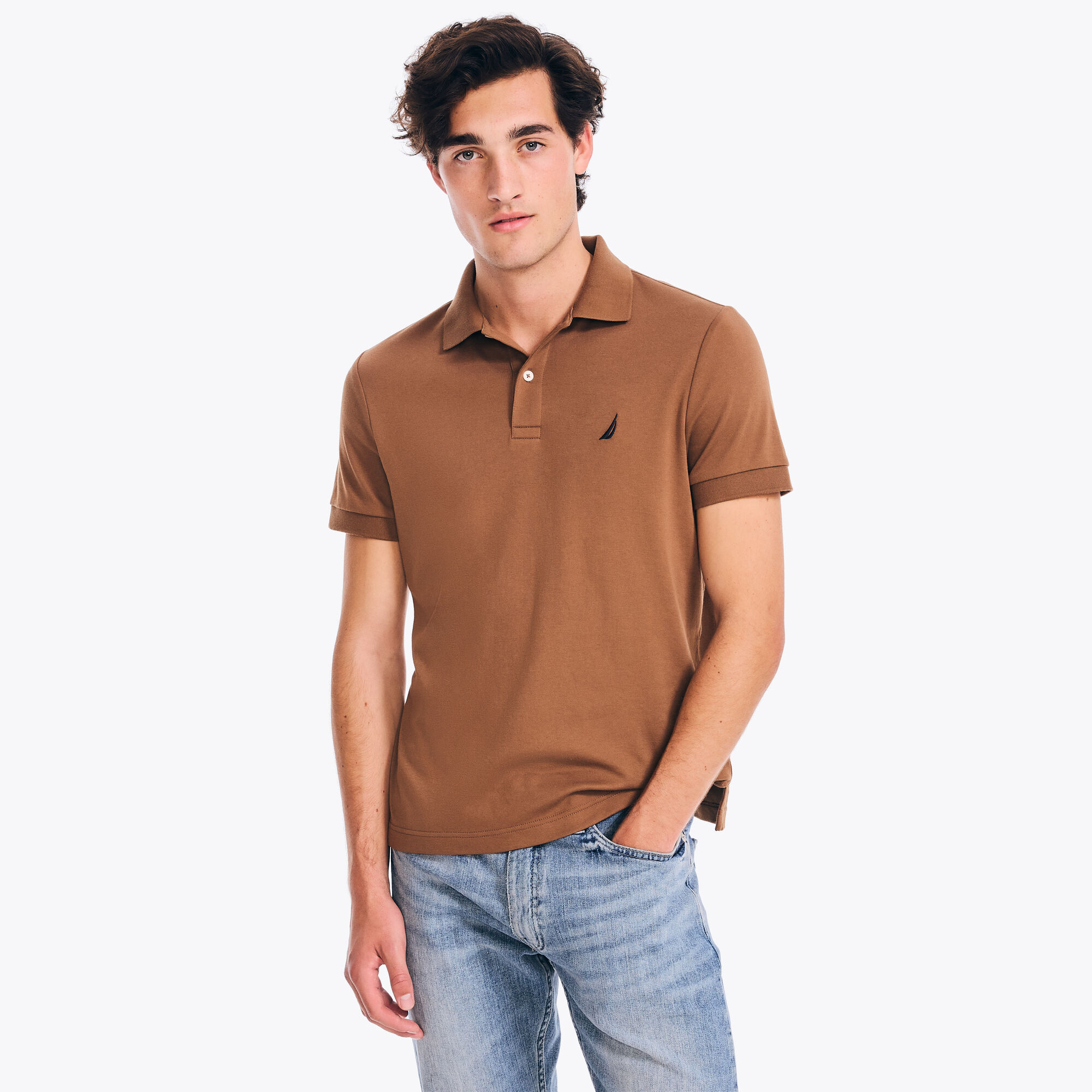 Slim Fit Interlock Deck Polo,Chino,large