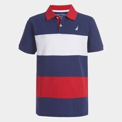 LITTLE BOYS' TODD PIECED STRIPE POLO (4-7),J Navy,large