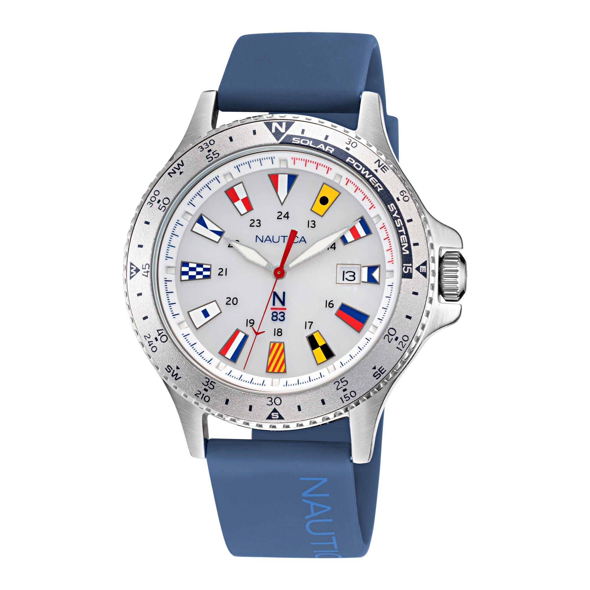 COCOA BEACH SOLAR-POWERED SILICONE 3-HAND WATCH,Multi,large