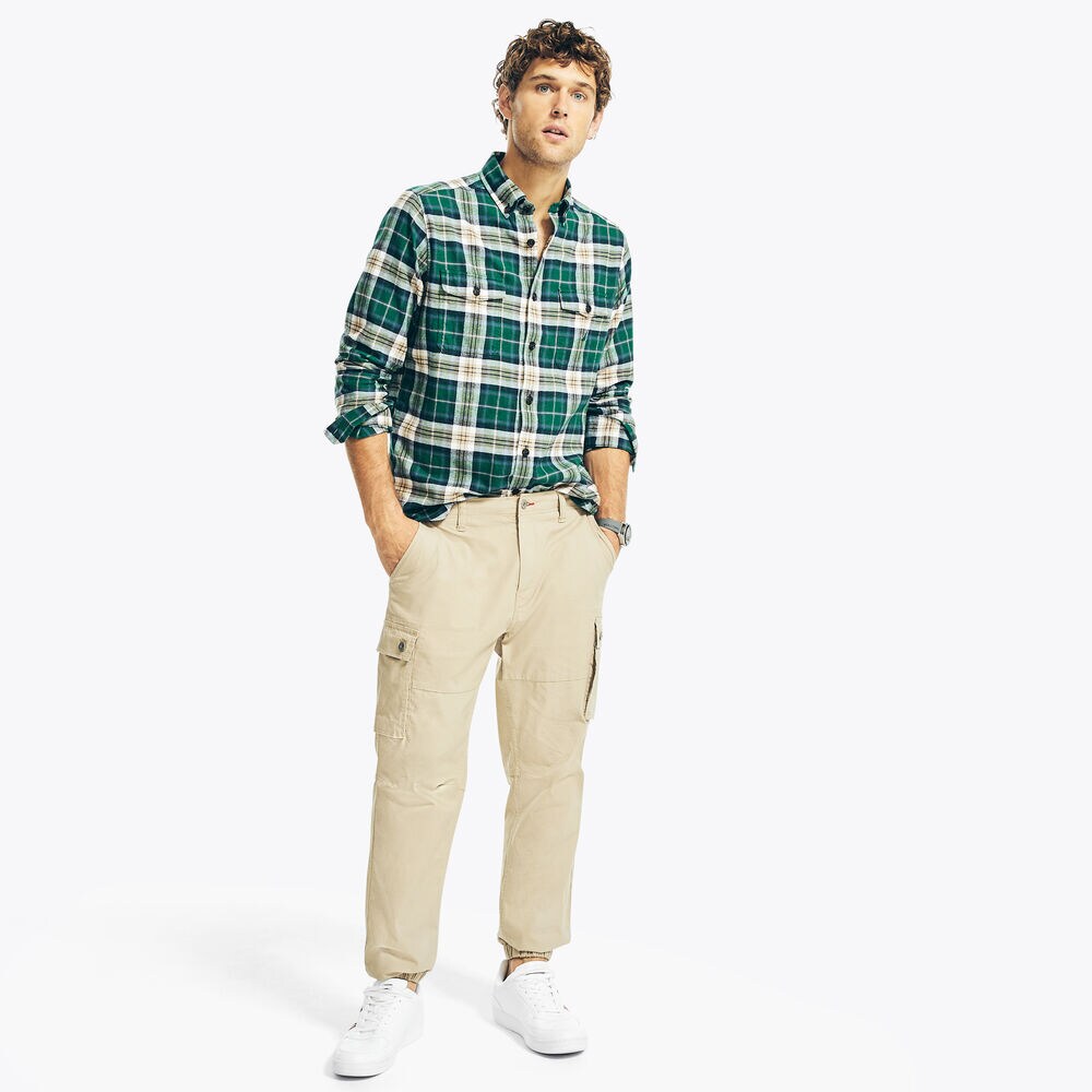 PLAID FLANNEL SHIRT,Cosmic Fern,large