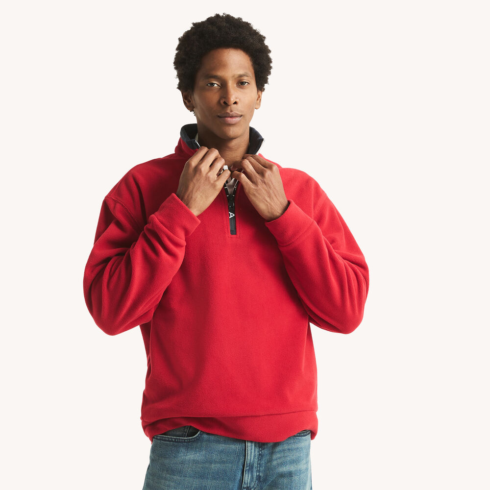 Half-Zip Nautex Fleece,Nautica Red,large