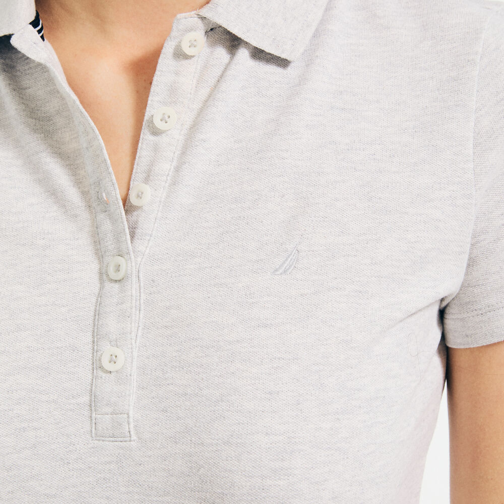 KNIT POLO DRESS,Haze Grey Heather,large