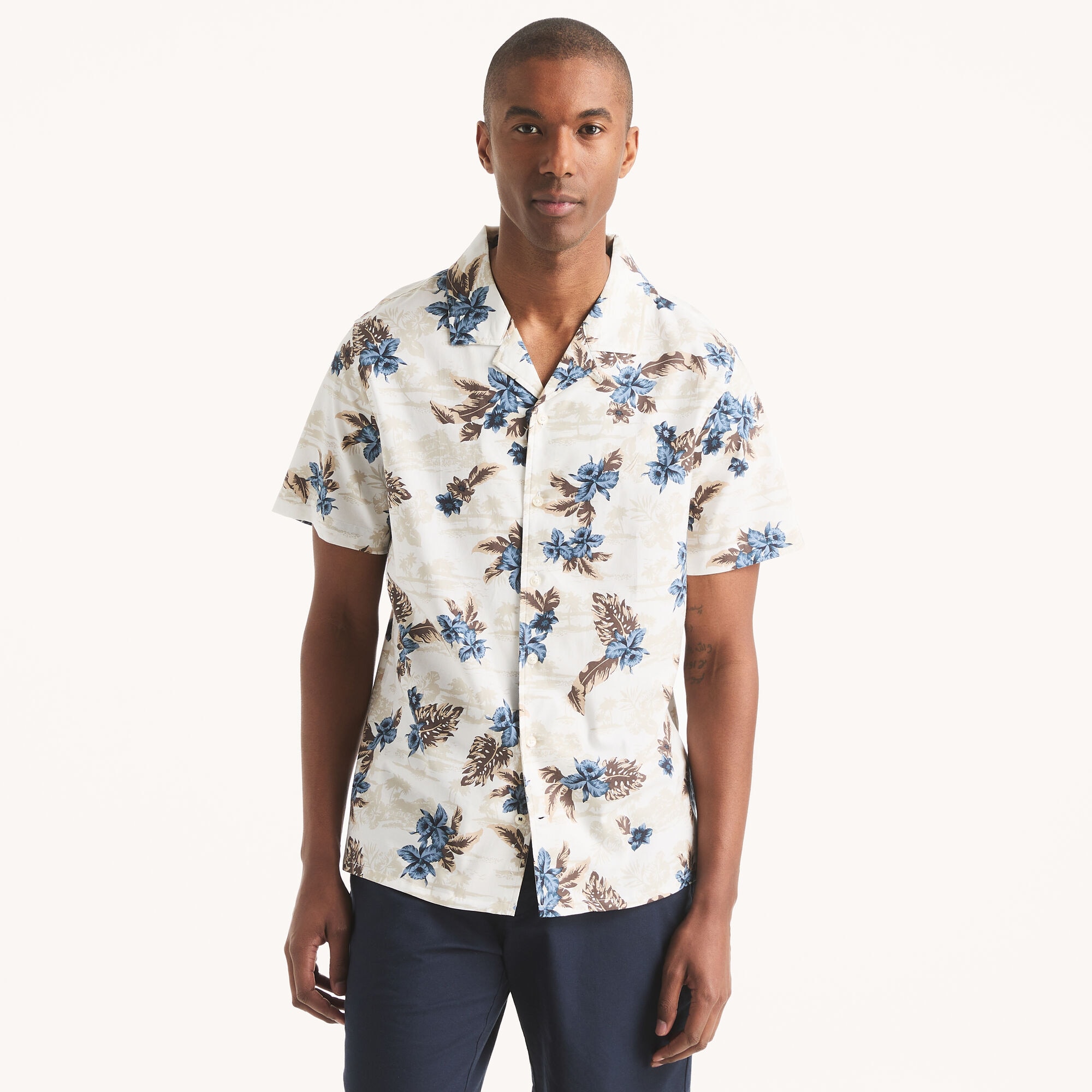 Printed Short-Sleeve Shirt,Sail White,large