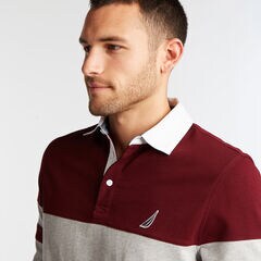 COLORBLOCK LONG SLEEVE RUGBY,Royal Burgundy,large
