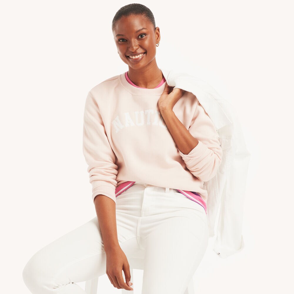 Logo Crewneck Sweatshirt,Bow Burgundy,large