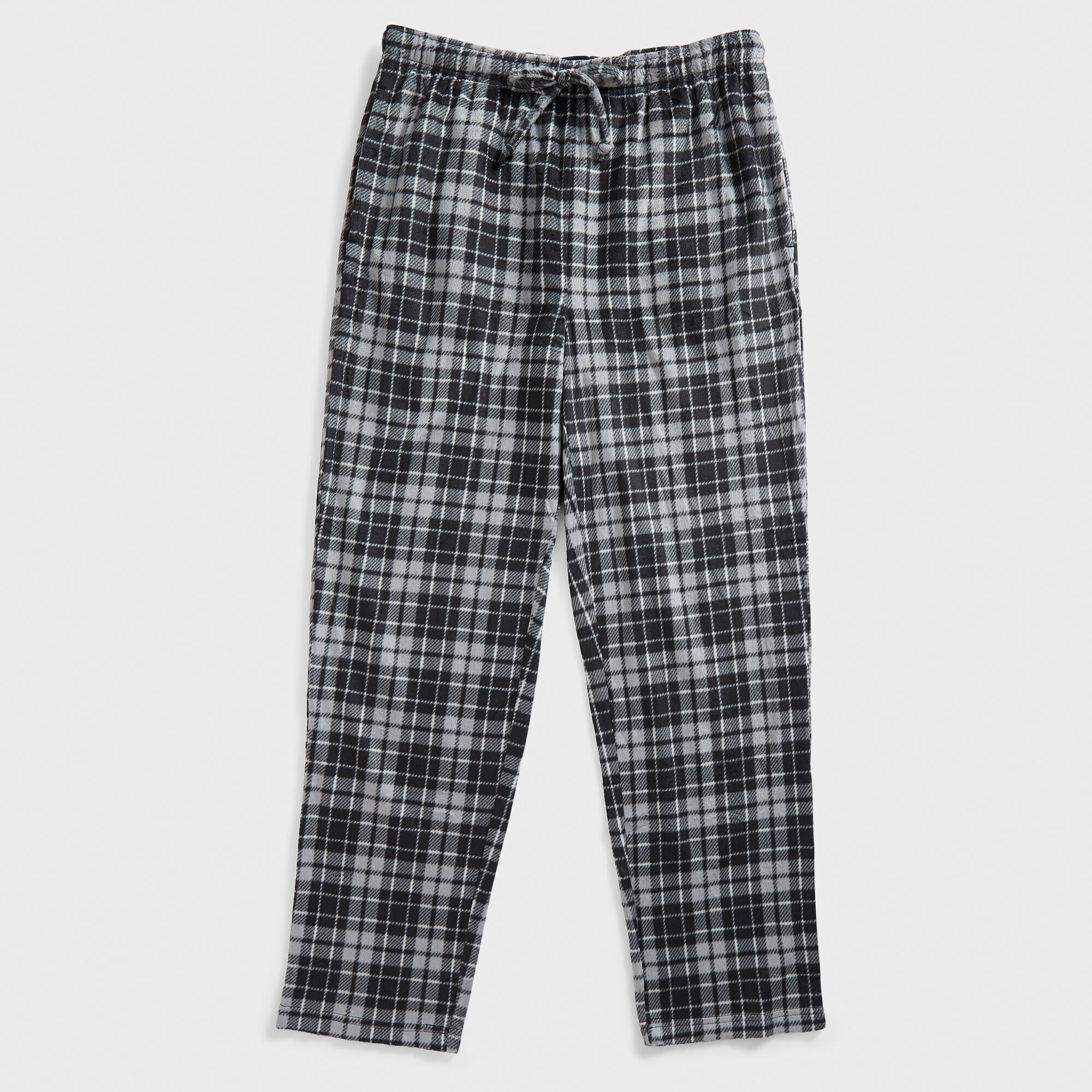 PLAID SUEDED FLEECE SLEEP PANT,True Black,large